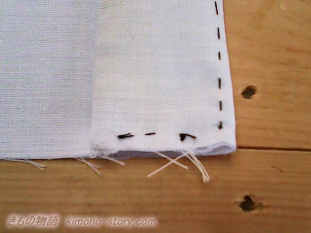付け替え袖（うそつき袖）の作り方、端を縫いとめます