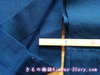 ひとえ着物の袖幅のお直し幅出し、袖の縫い代を測る