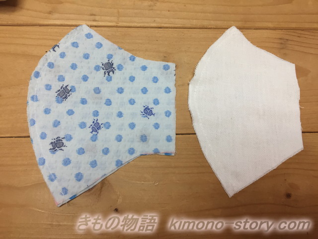 幼児用マスク（布で手作り3/4/5才）・作り方・中表にして縫う